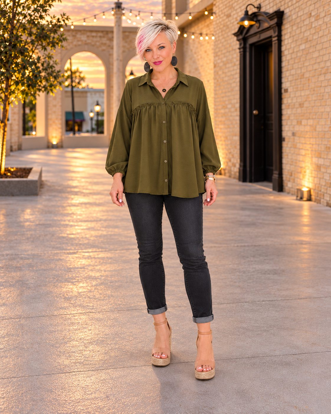 Andree by Unit She's Got A Way Button Down Blouse Womens