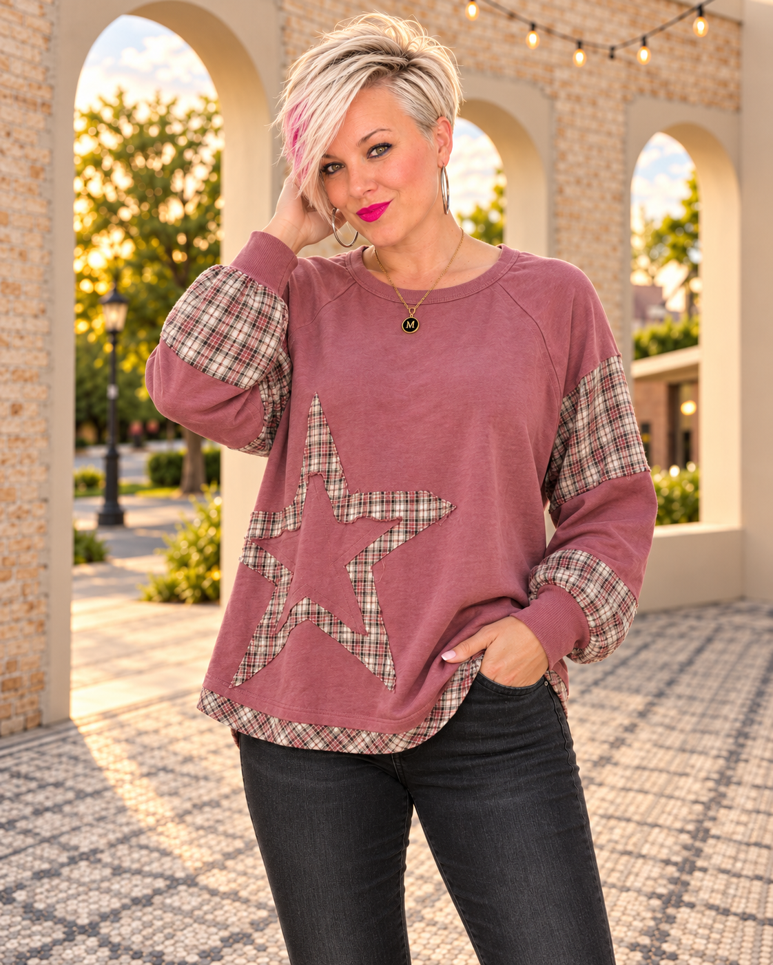 Haptics Starry Eyed Pullover Sweatshirt Tops