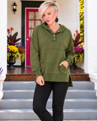 Haptics Simple Snug Snap Hooded Pullover Tops