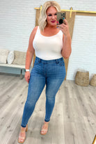 Judy Blue Amanda High Rise Pull on Release Hem Skinny Jeans Denim