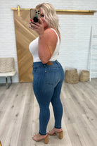 Judy Blue Amanda High Rise Pull on Release Hem Skinny Jeans Denim