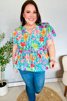 Haptics Babydoll Puff Sleeve Floral Tie Bow Blouse Sale