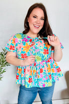 Haptics Babydoll Puff Sleeve Floral Tie Bow Blouse Sale