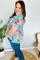 Haptics Babydoll Puff Sleeve Floral Tie Bow Blouse Sale
