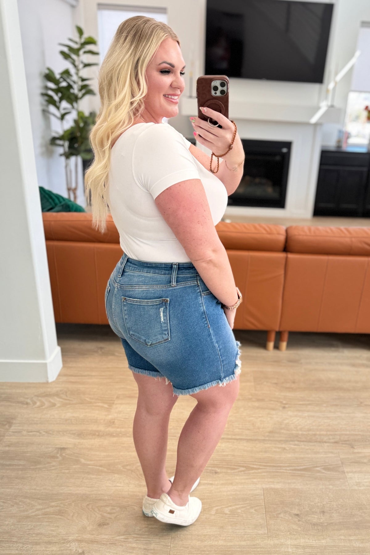 Judy Blue Kelsey Mid Rise Distressed Cutoff Shorts Denim