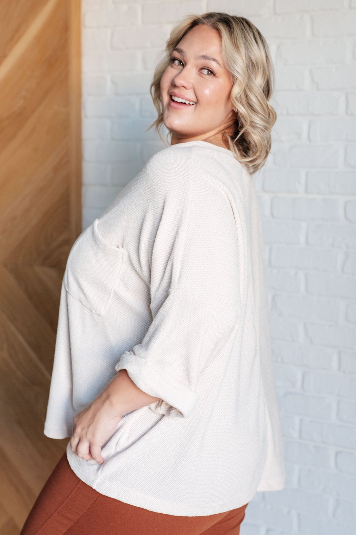 White Birch Ivory Thoughts Chenille Blouse Tops