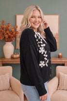 Kori Off the Vine Black Floral Embroidered Cardigan Cardigans