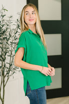 Zenana Keep Up Collared Button Down in Green Womens