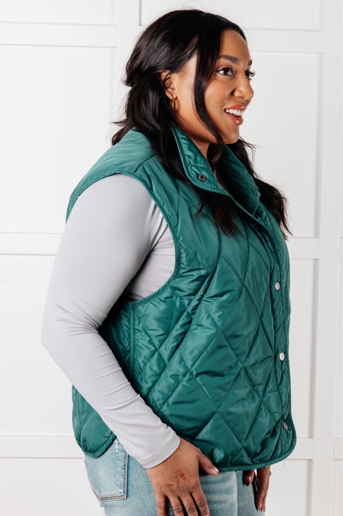 Haptics Layering Queen Quilted Puffer Vest in Hunter Green Layers