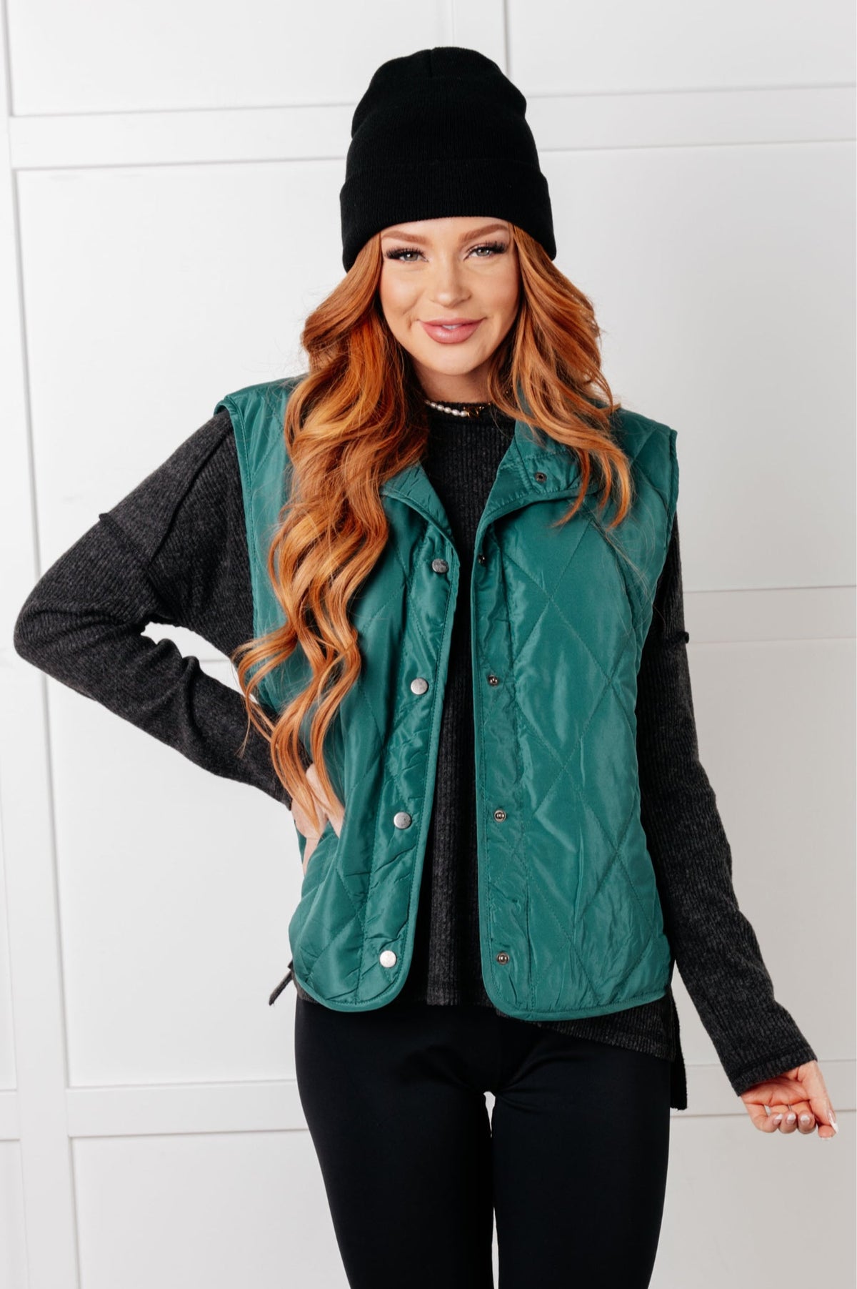 Haptics Layering Queen Quilted Puffer Vest in Hunter Green Layers