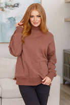 Very J Make No Mistake Mock Neck Pullover in Cocoa Sweaters