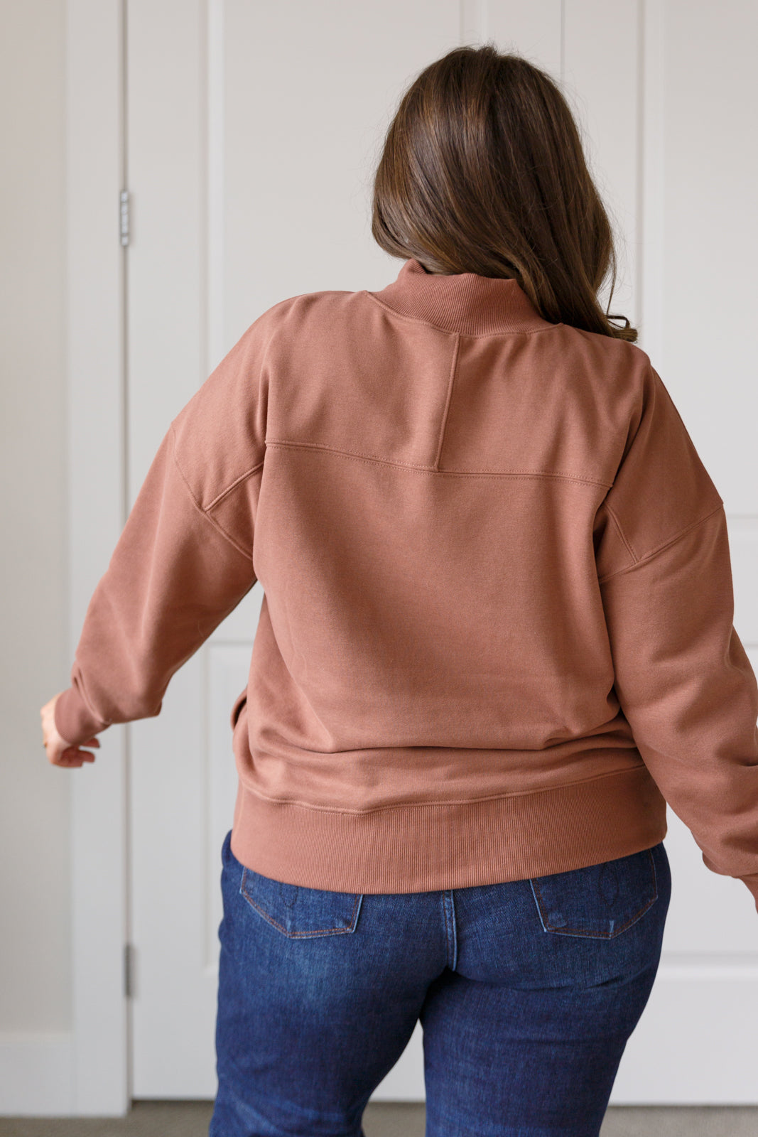 Very J Make No Mistake Mock Neck Pullover in Cocoa Sweaters