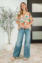 Haptics Lei Me Down Drop Shoulder Hawaiian Woven Top Womens