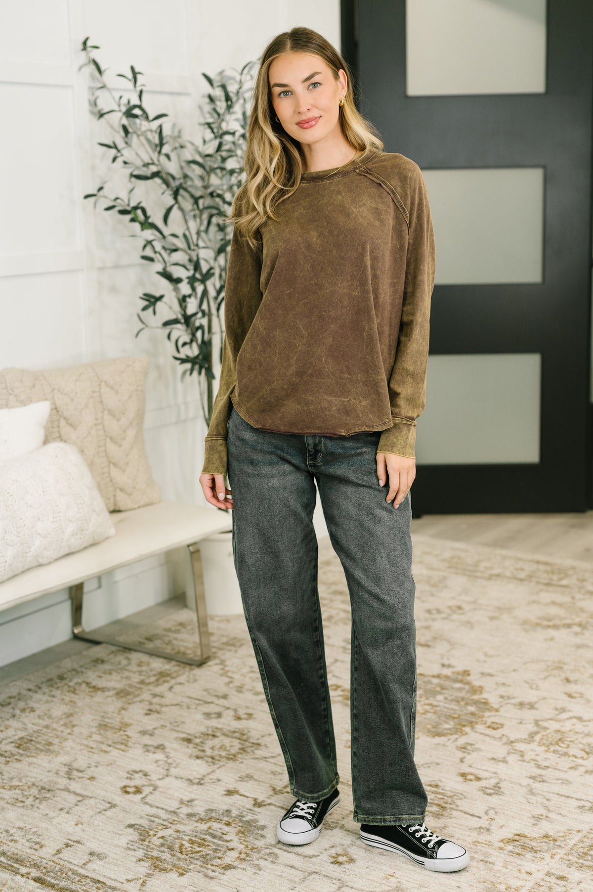 Zenana Lesson Learned Mineral Wash Raglan Sleeve Top Tops