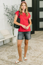 Zenana Little Details Trim Detail Top in Ruby Tops
