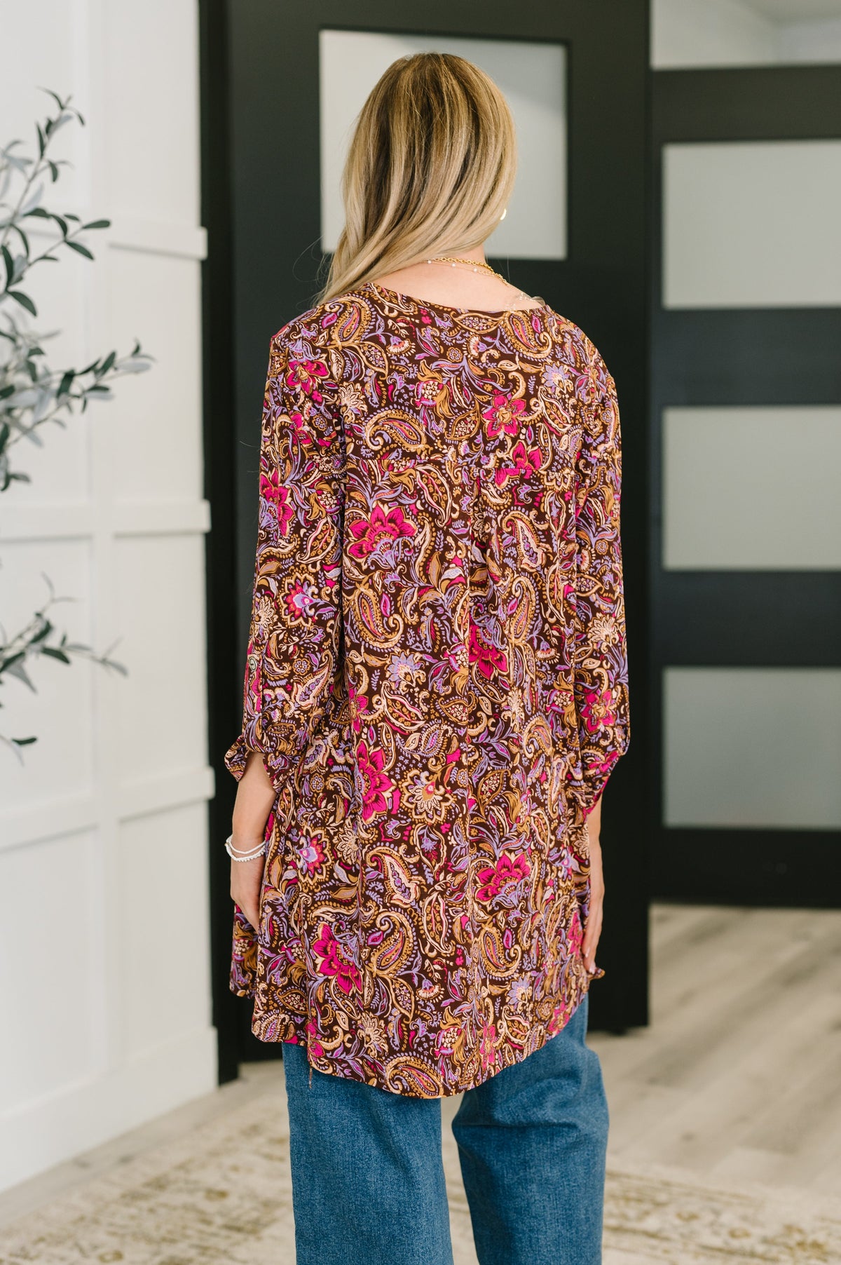 Dear Scarlett Lizzy Cardigan in Chocolate Paisley Womens
