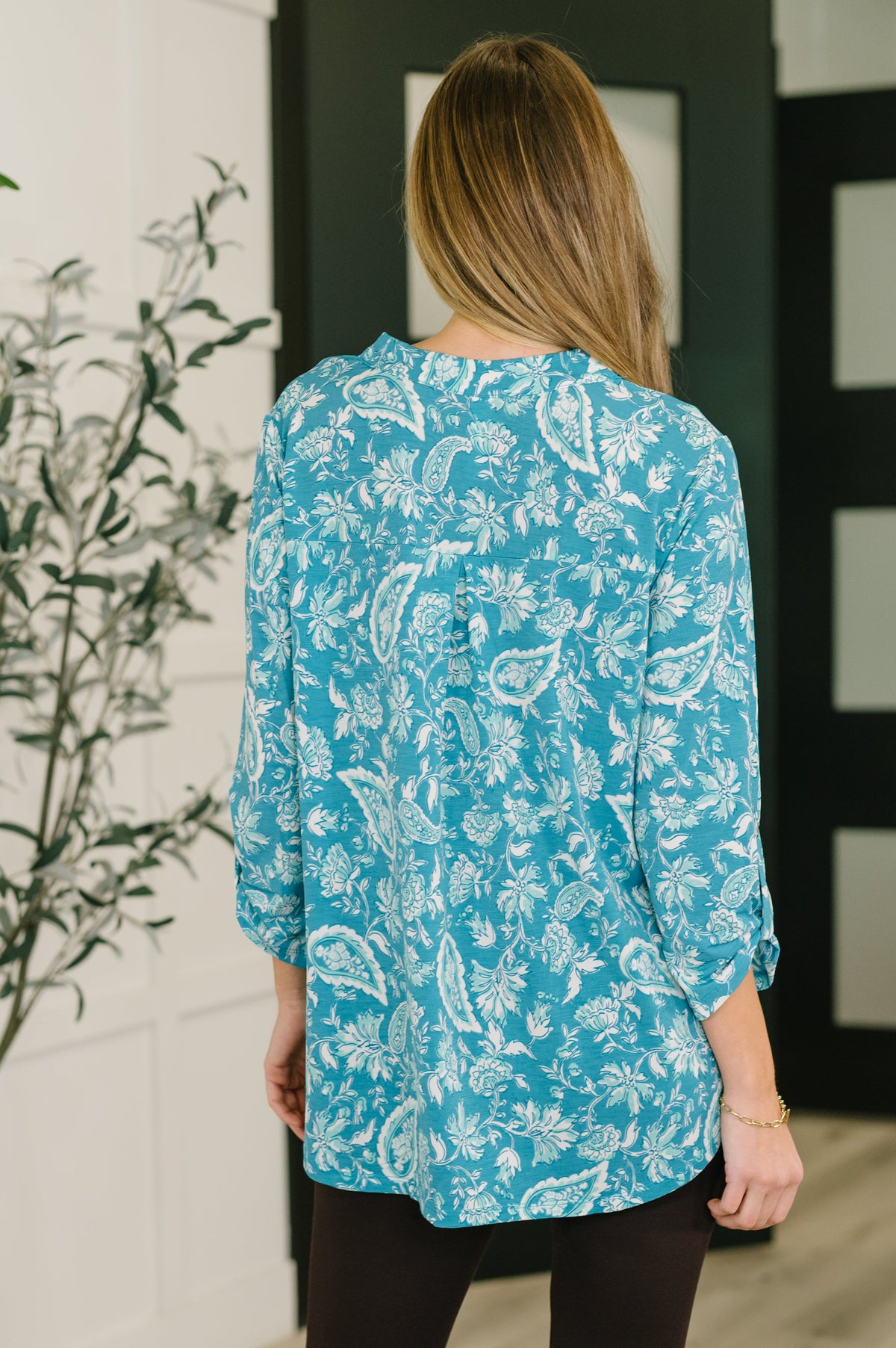 Dear Scarlett Lizzy Top in Aqua Paisley Womens