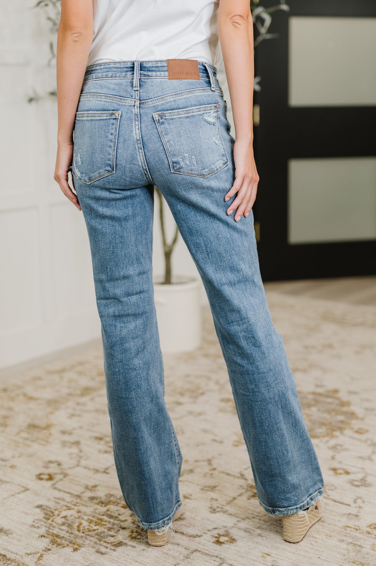 Lorena Mid Rise Vintage Wash Bootcut Jeans Womens