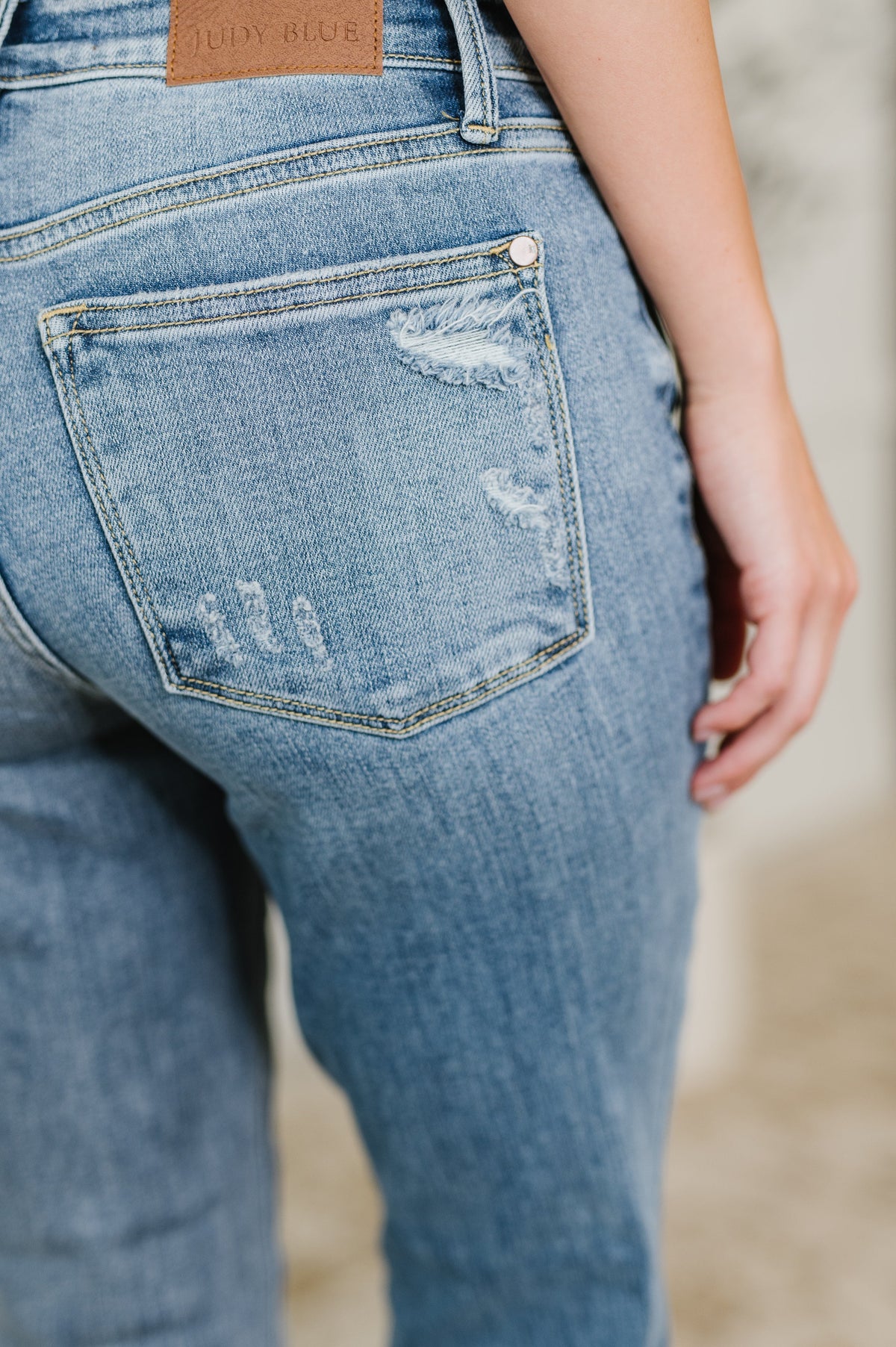 Lorena Mid Rise Vintage Wash Bootcut Jeans Womens