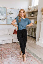 Cotton Bleu Love Me Dearly High Waisted Pants in Black Bottoms