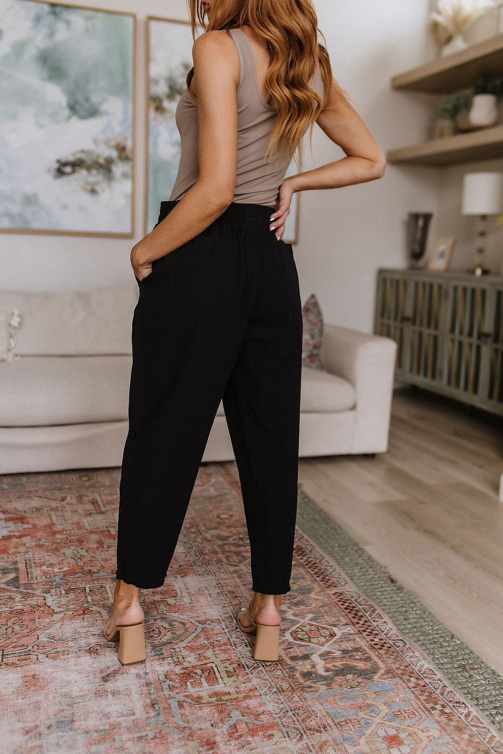 Cotton Bleu Love Me Dearly High Waisted Pants in Black Bottoms