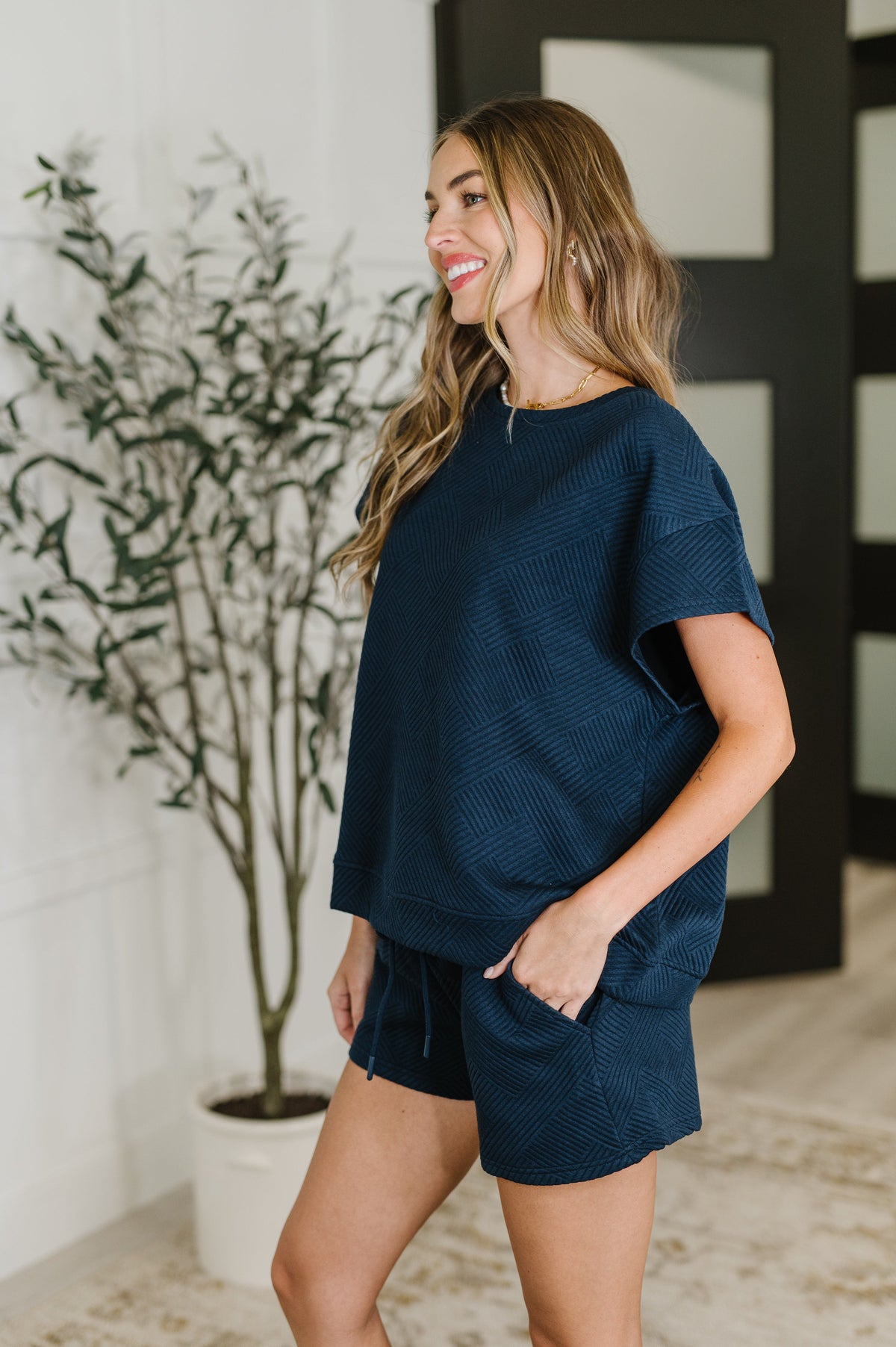 See and be Seen Love on the Loose Quilted Bottoms in Navy Womens