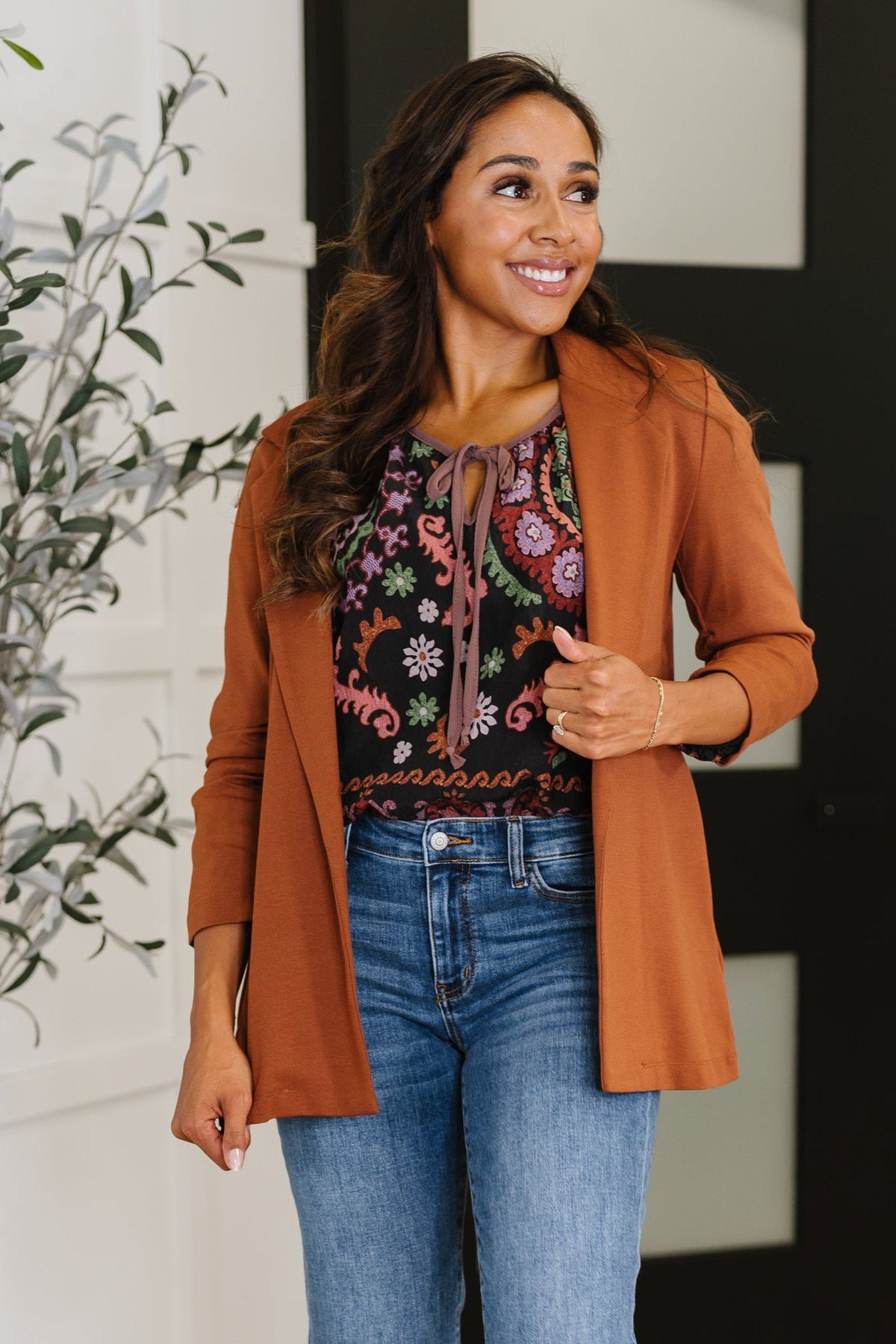 Dear Scarlett Magic 3/4 Blazer in Rust Coats & Jackets