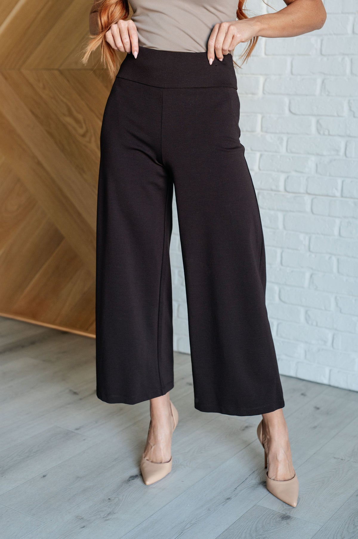 Dear Scarlett Magic Wide Leg Crop Pants in Chocolate Pants