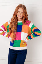 One Eleven North Manifesting Moment Checkered Color Block Sweater Sweaters