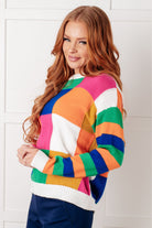 One Eleven North Manifesting Moment Checkered Color Block Sweater Sweaters