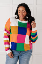 One Eleven North Manifesting Moment Checkered Color Block Sweater Sweaters