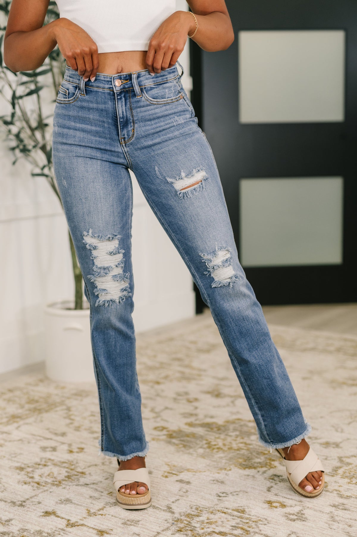 Judy Blue Maureen High Rise Distressed Bootcut Jeans 24W Womens