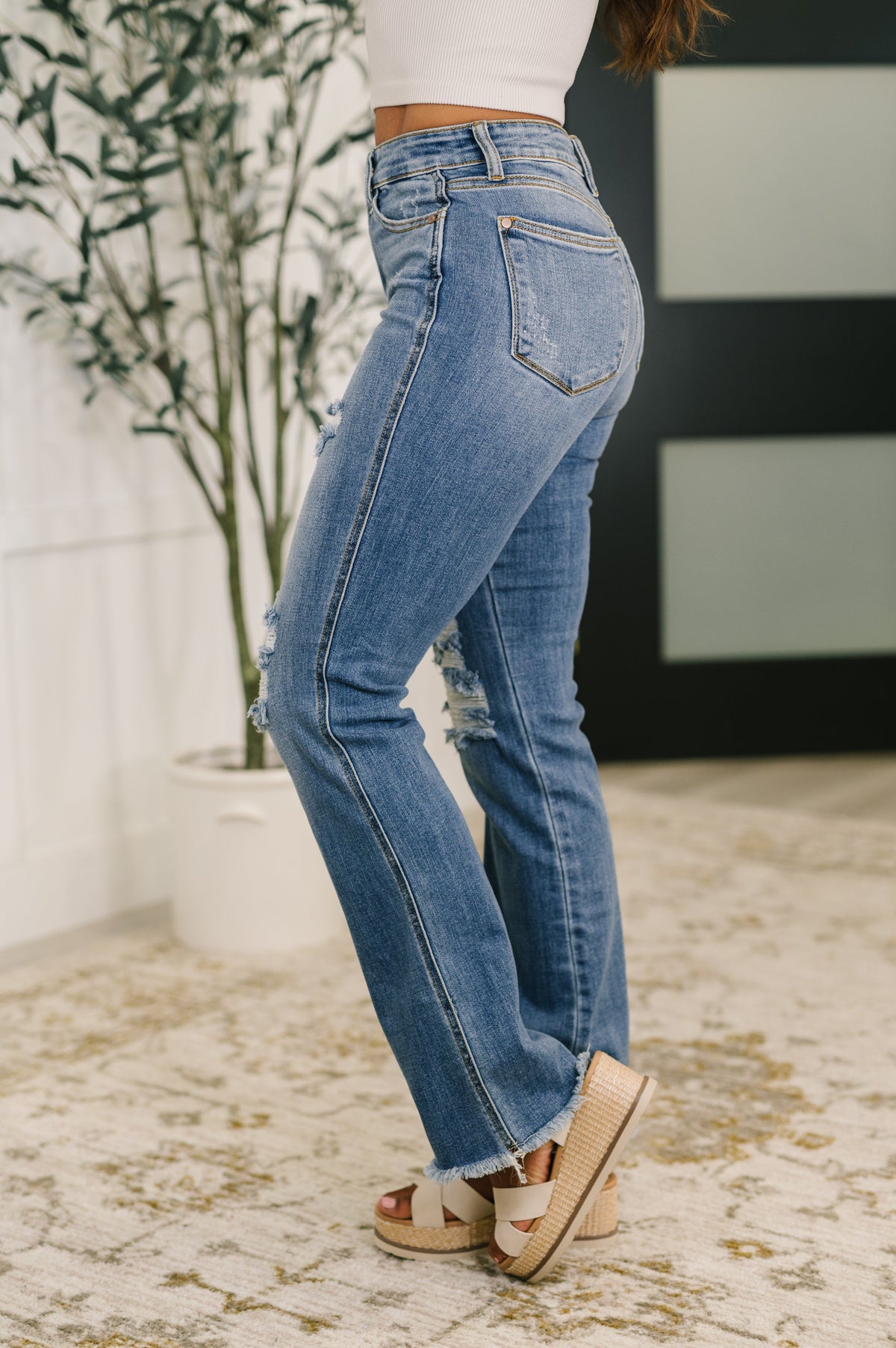Judy Blue Maureen High Rise Distressed Bootcut Jeans Womens