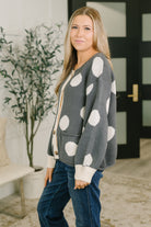 Haptics Polka Dot More Myself Button Down Jacquard Cardigan Womens
