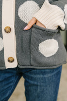 Haptics Polka Dot More Myself Button Down Jacquard Cardigan Womens