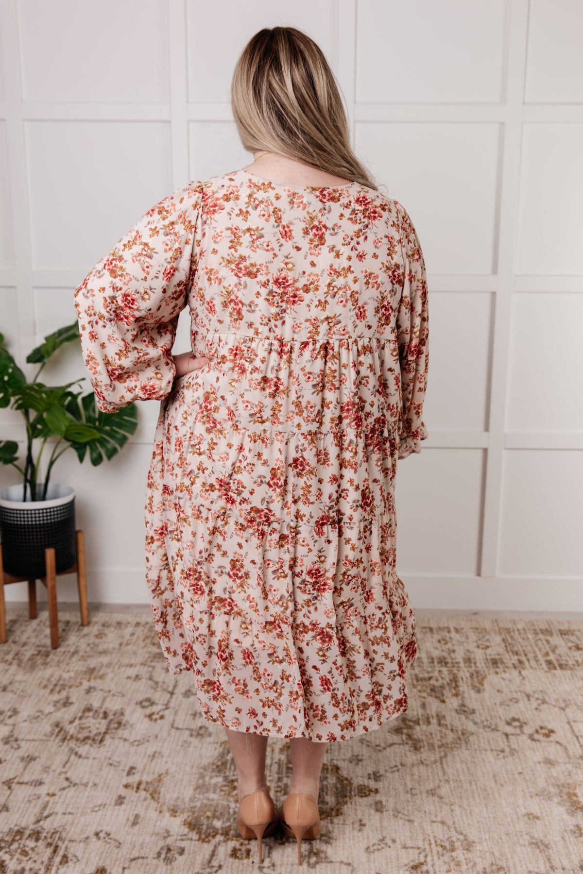 Polagram Next to You Balloon Sleeve Floral Dress Dresses
