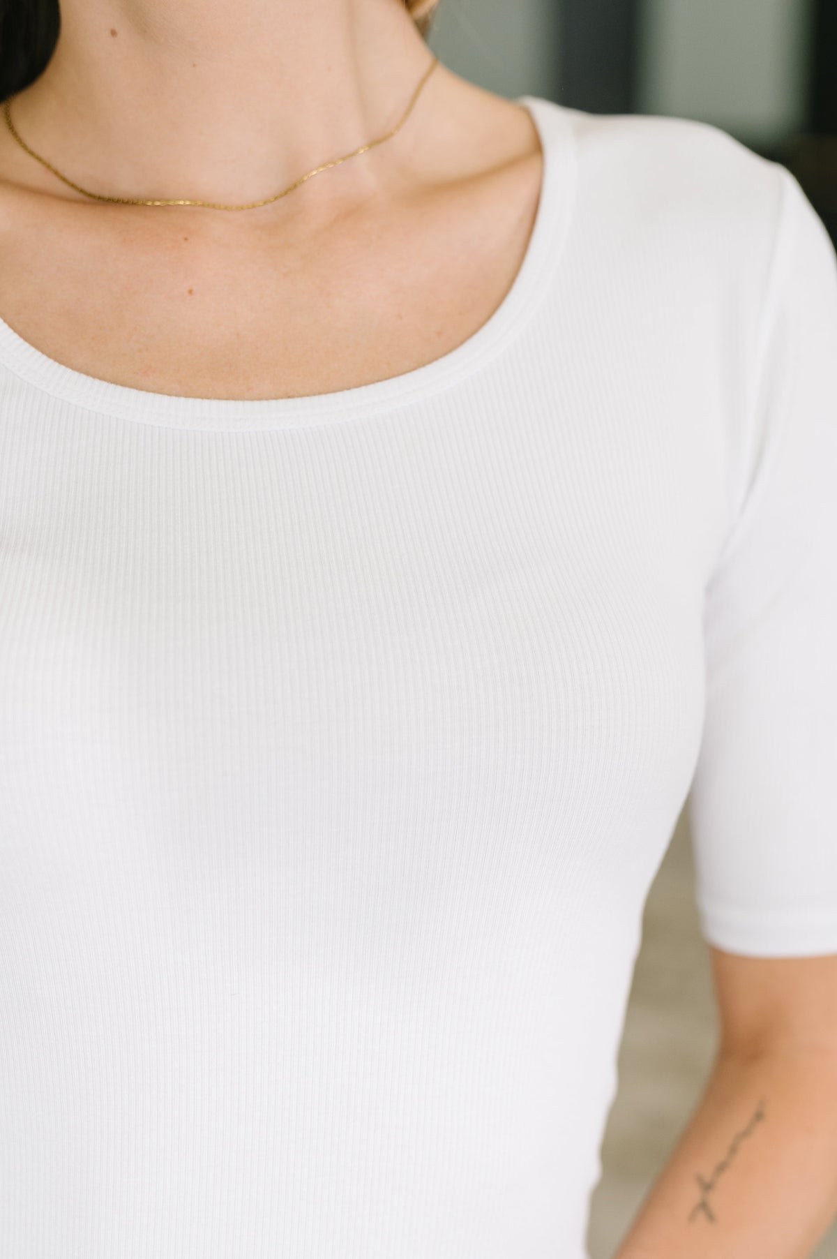 Yelete Nothing to Prove U-Neck Half Sleeve Top in White Tops
