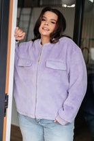 Bibi Not to Mention Faux Fur Zip Up Bomber Jacket in Lavender Layers