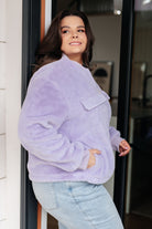 Bibi Not to Mention Faux Fur Zip Up Bomber Jacket in Lavender Layers