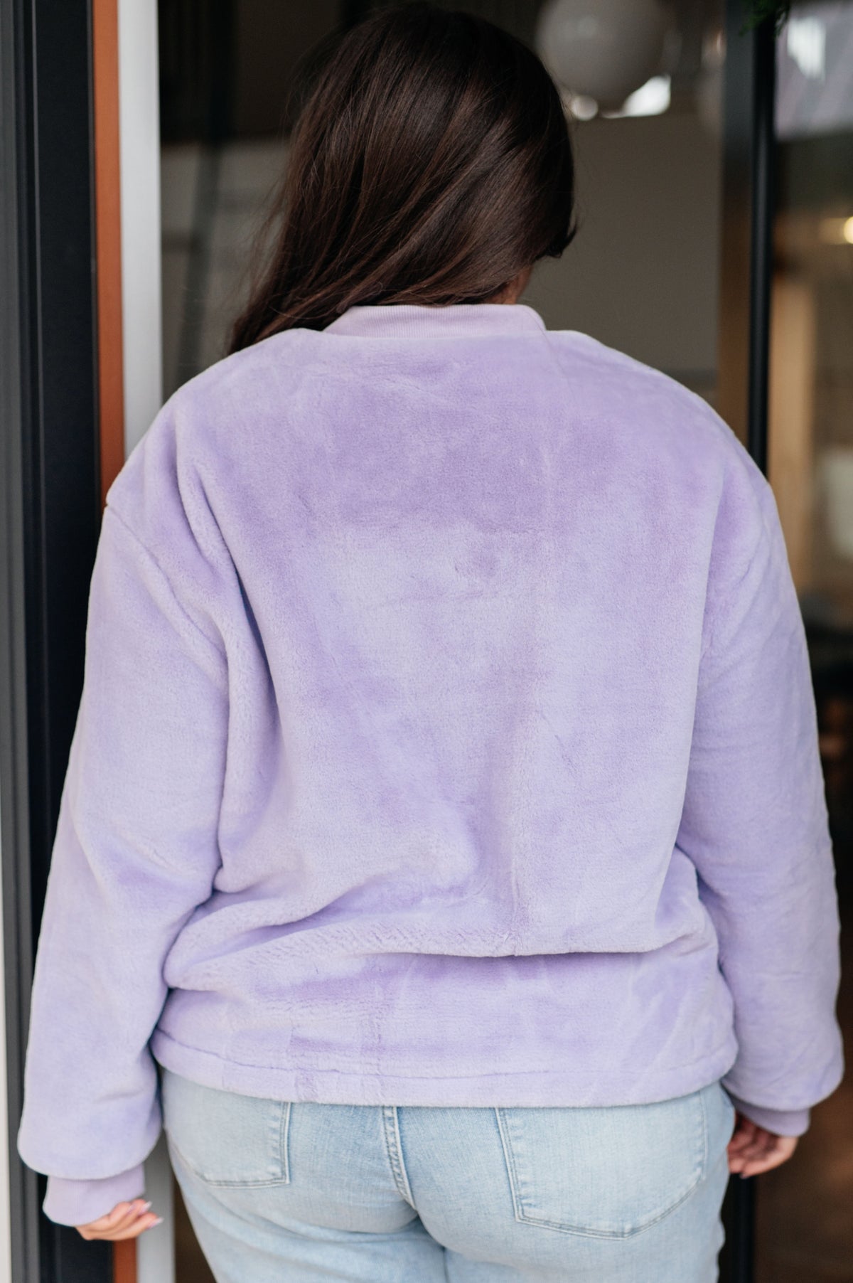 Bibi Not to Mention Faux Fur Zip Up Bomber Jacket in Lavender Layers