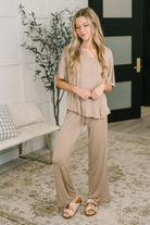 Zenana Ol' Reliable Top and Bottom Lounge Set in Cocoa Womens