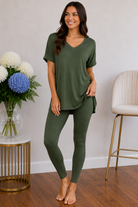 Zenana Olive You Always Lounge Set 3X Pants