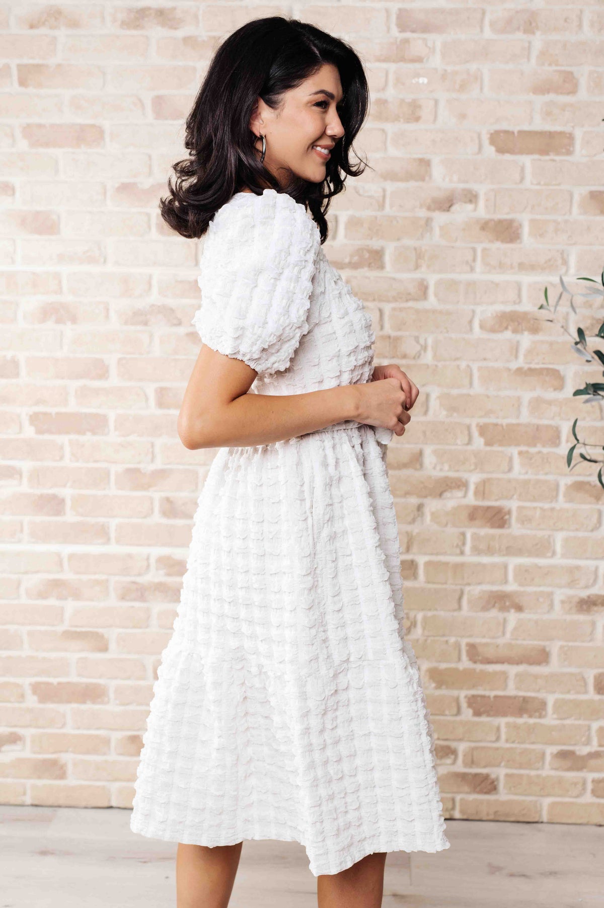 Polagram On Cloud Nine Bubble White Midi Dress Dresses