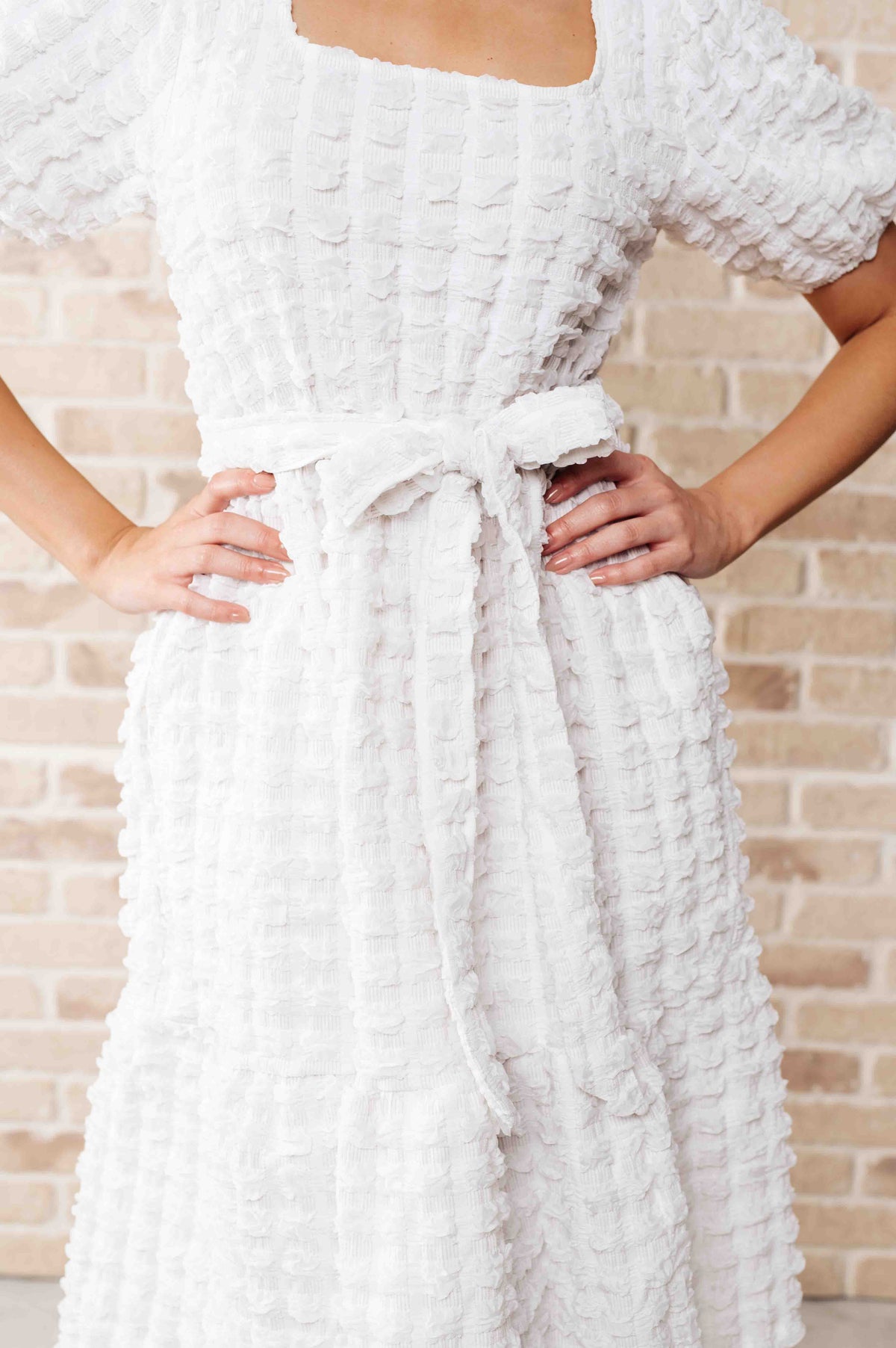 Polagram On Cloud Nine Bubble White Midi Dress Dresses