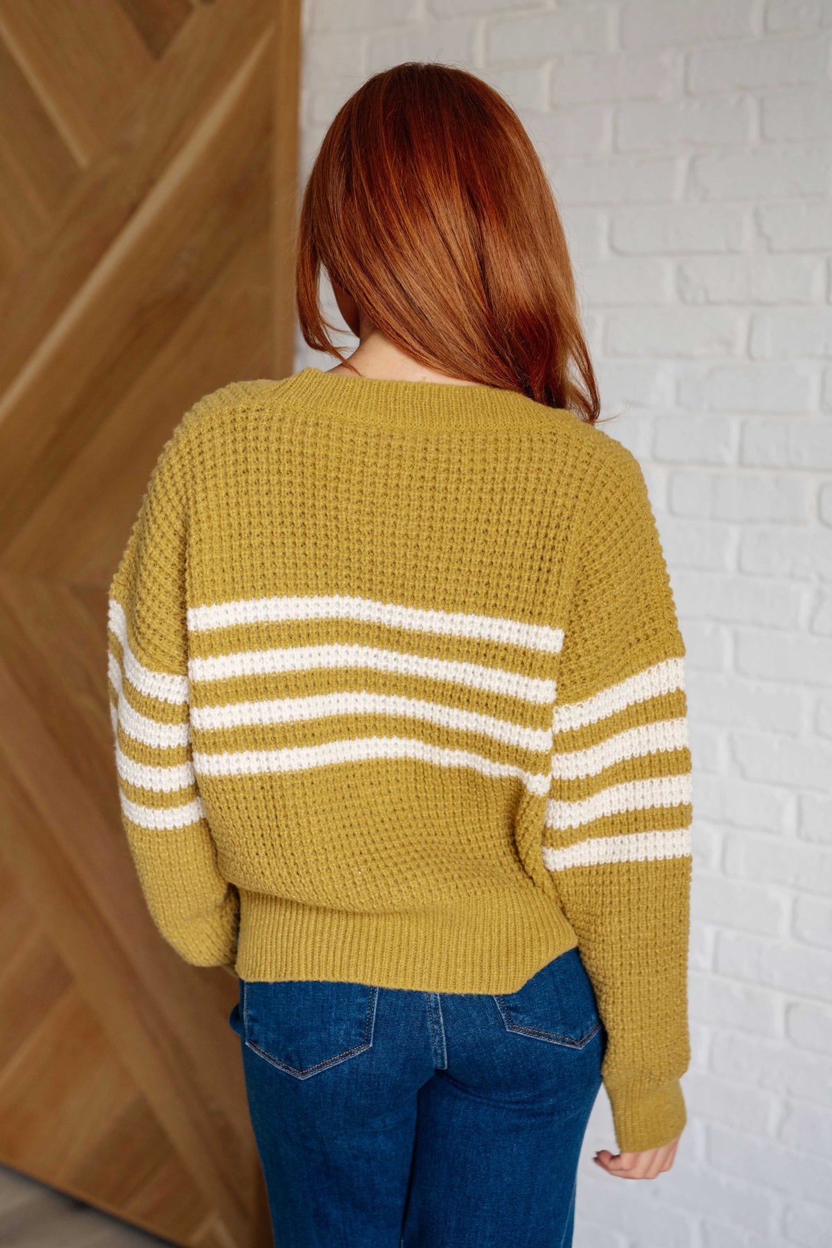 GeeGee On Top of the World Mustard Striped Cardigan Layers
