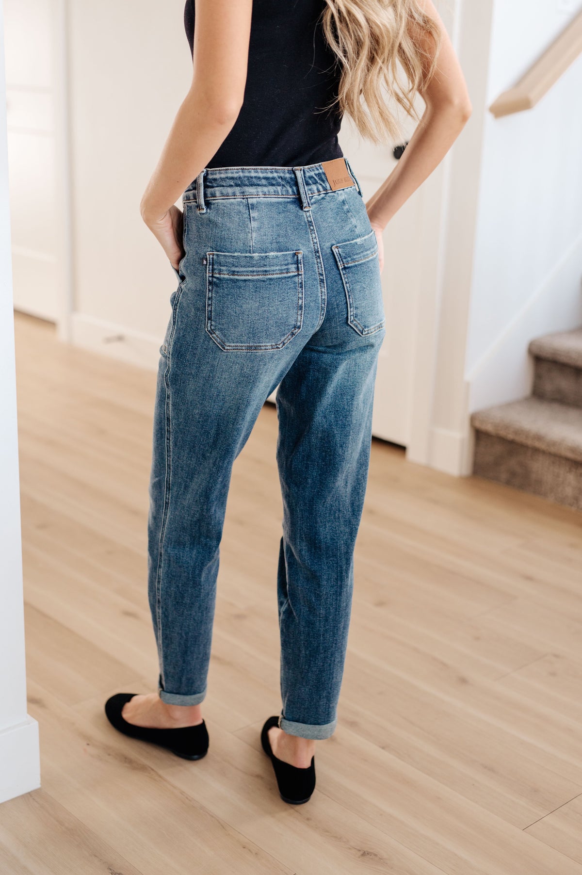 Judy Blue Payton Pull On Denim Joggers in Medium Wash Womens