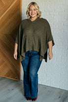 White Birch Perfectly Poised Hooded Poncho in Olive Layers