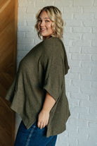 White Birch Perfectly Poised Hooded Poncho in Olive Layers