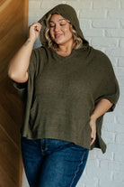 White Birch Perfectly Poised Hooded Poncho in Olive 3XL Layers