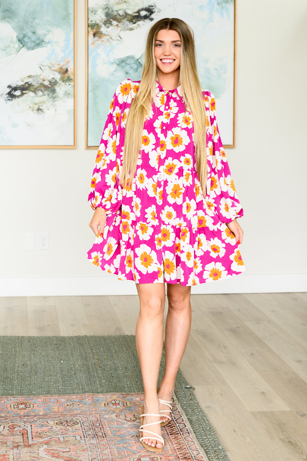 GeeGee Magnificently Mod Floral Shirt Dress Dresses